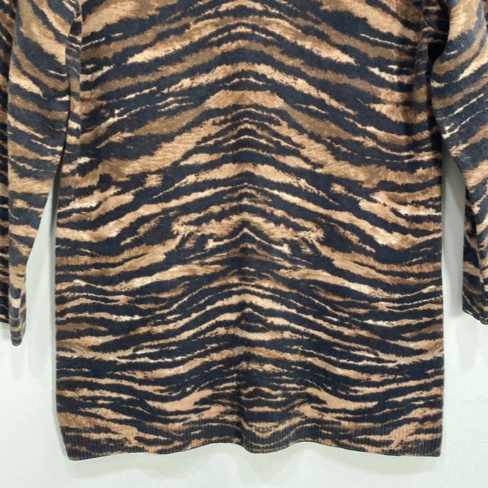 Talbots Pure Cashmere Tiger Print Sweater Women's Medium Black/Brown - Picture 3 of 9